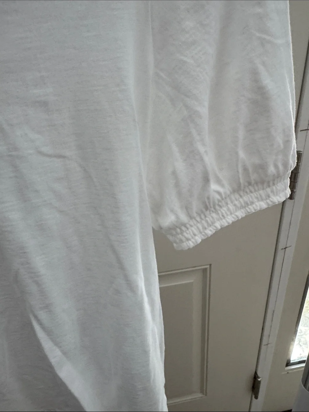 J. Crew White Short-Sleeve Henley with Loop-Trim Collar